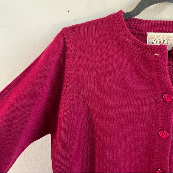 Vintage Jenny Cardigan Hot Pink Knit Button Front Sweater Sz SP NWT Old Stock - Picture 8 of 11